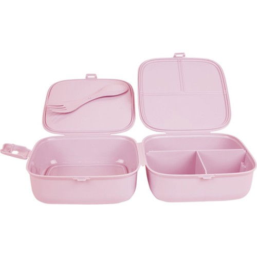 Porky Lol Patterned 4 Compartment Nutrition Container with Fork - Diet Container