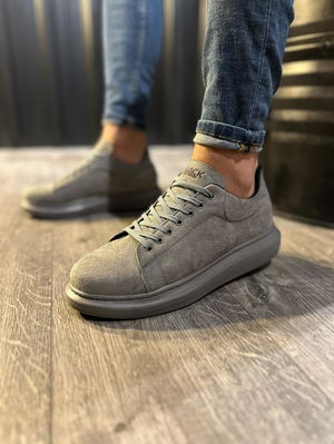 High Sole Casual Shoes Gray (Suede)