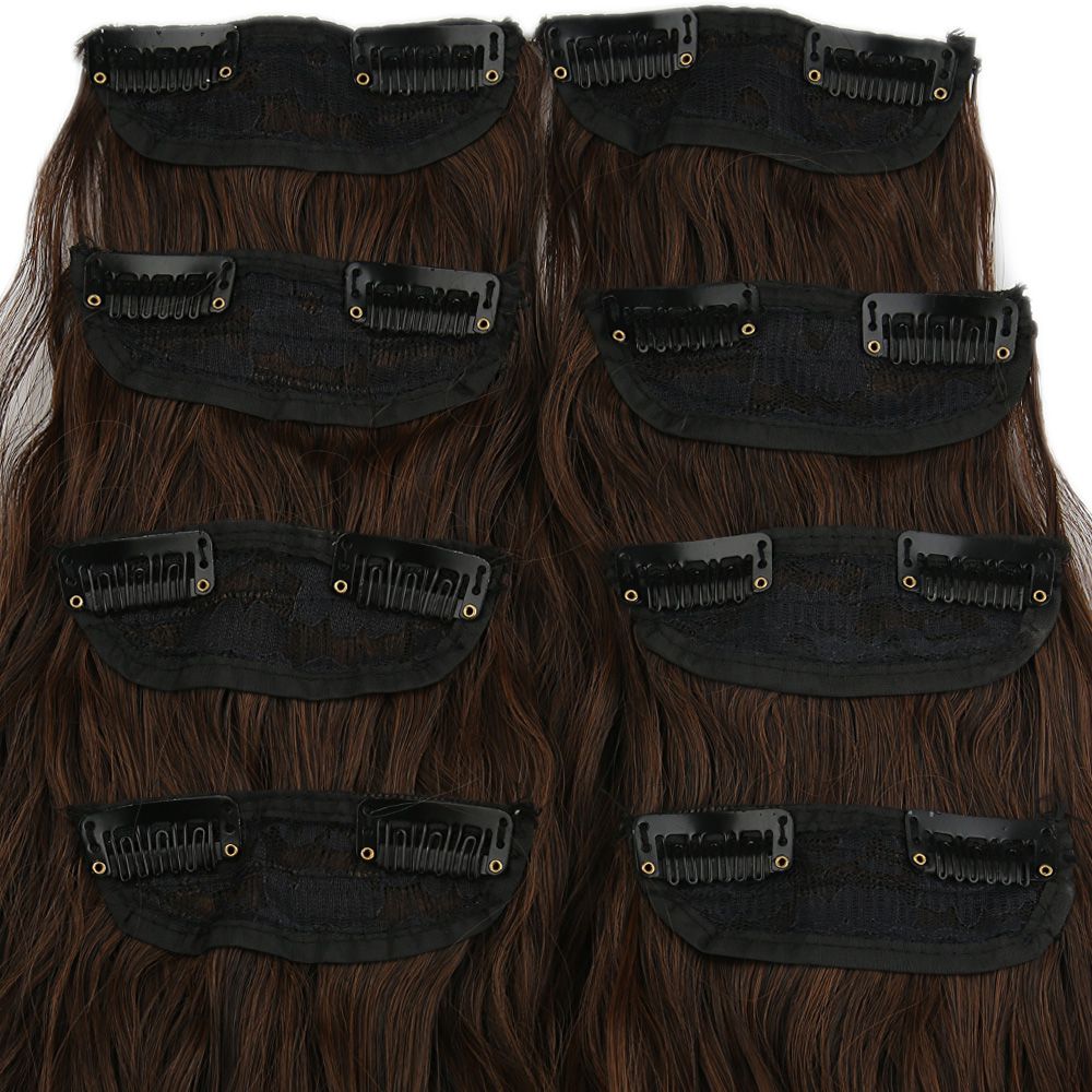 Kanekalon Fiber Synthetic Embossed Wavy 8 Piece Hair Snaps / Coffee Caramel