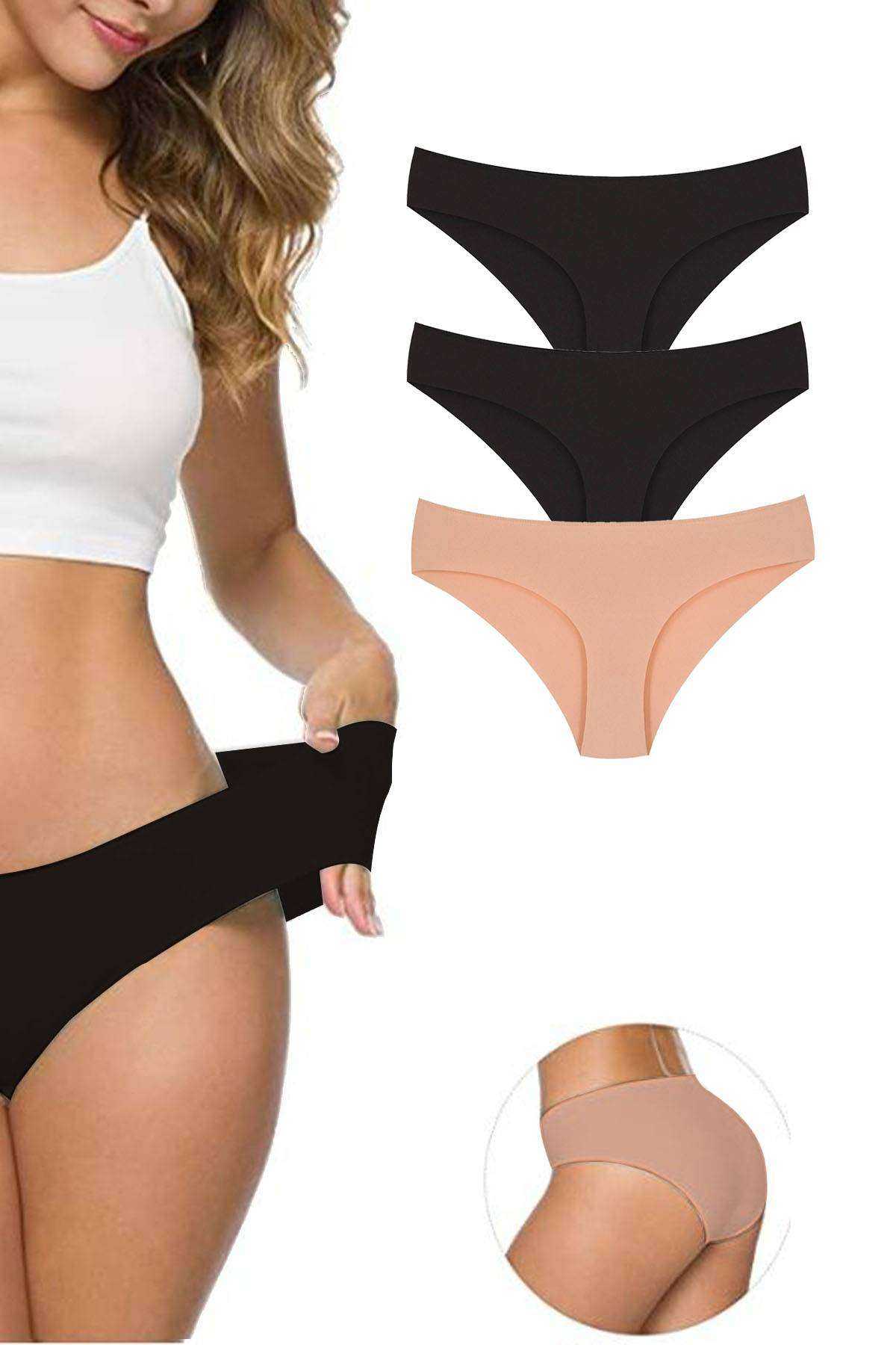 3Pcs Women's Seamless Laser Cut Stretchy Non-marking Panties S2