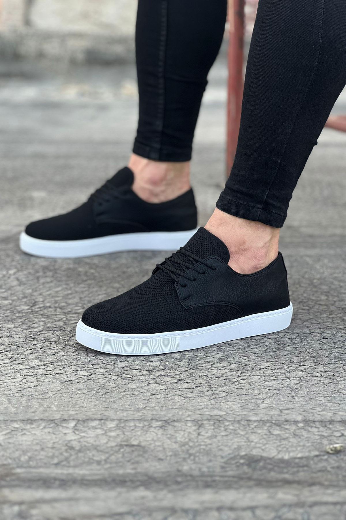 Black Tricot Men's Casual Shoes