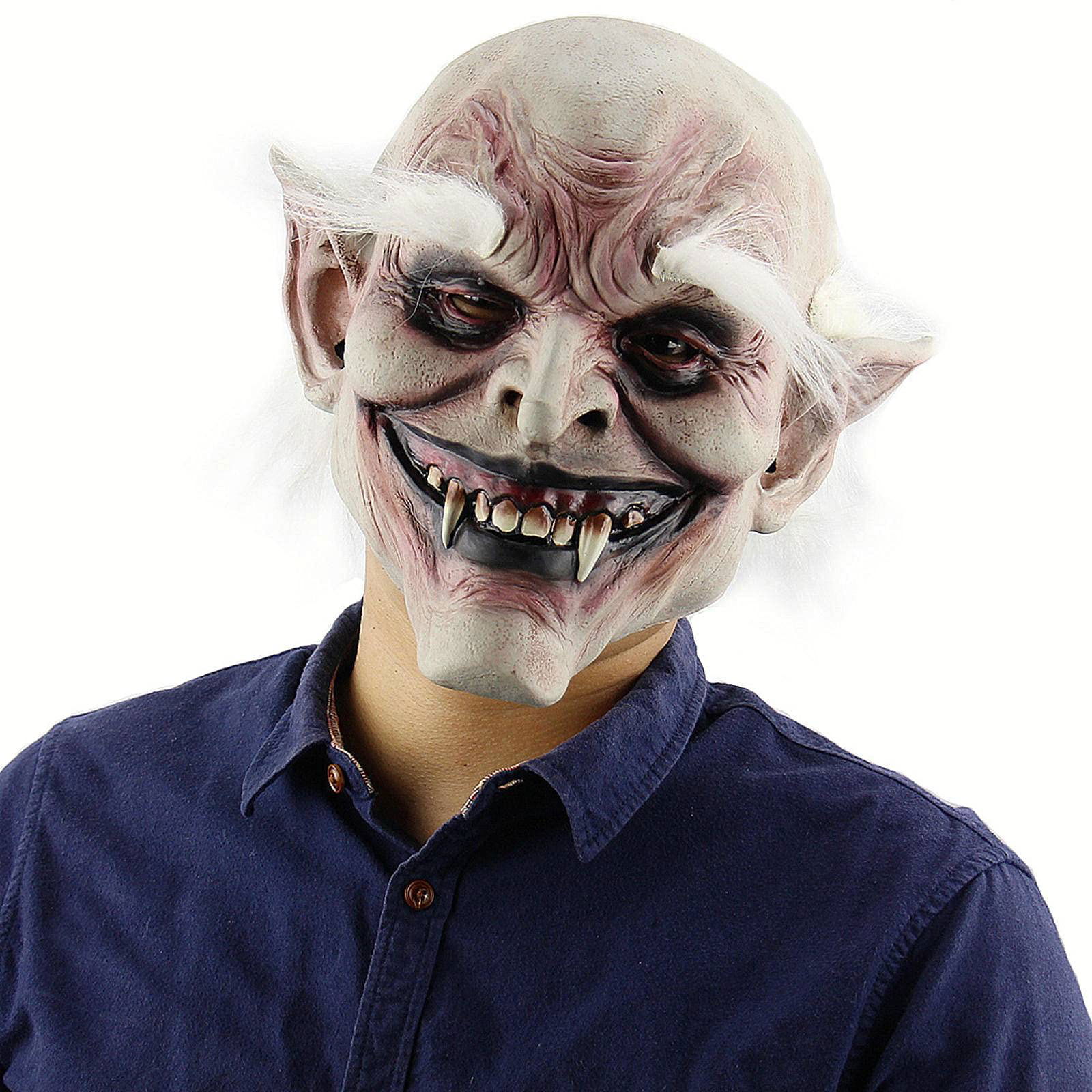 Horror Zombie Mask Latex Vampire Mask Meat Mask with White Hair Eyebrows