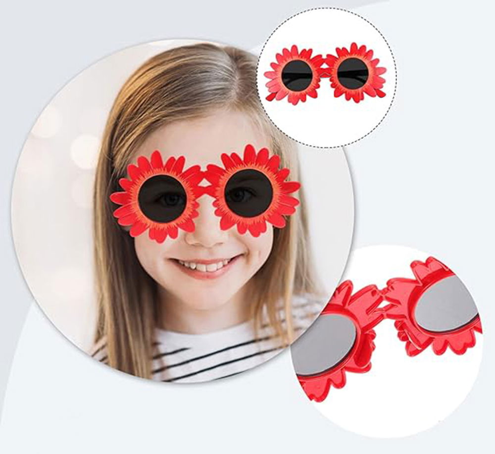 Red Color Daisy Shaped Party Glasses 18x10 cm