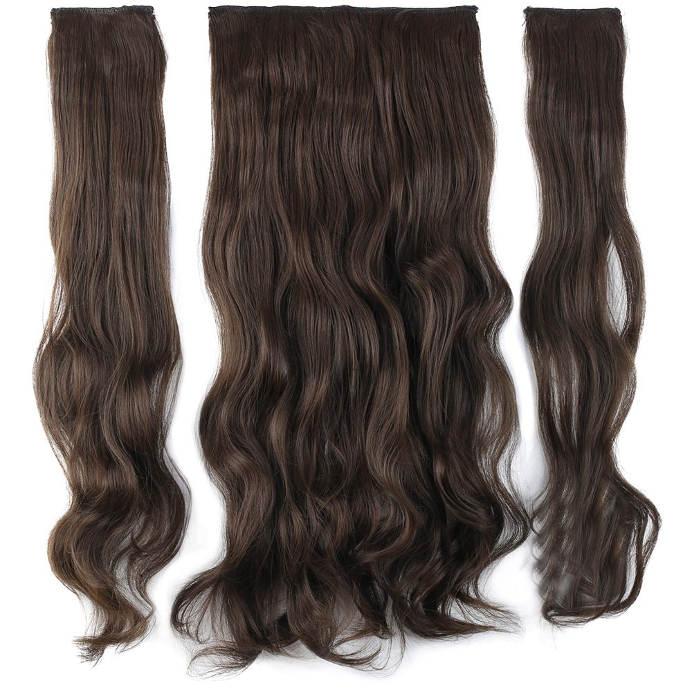 Kanekalon Fiber Synthetic Wavy Half Moon + 2 Side Hair Snaps / Light Brown