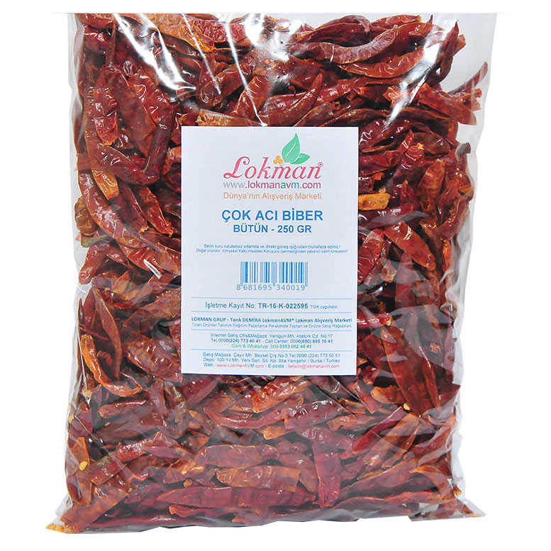 Very Hot Pepper Poison Hot Whole Pepper 250 Gr Package