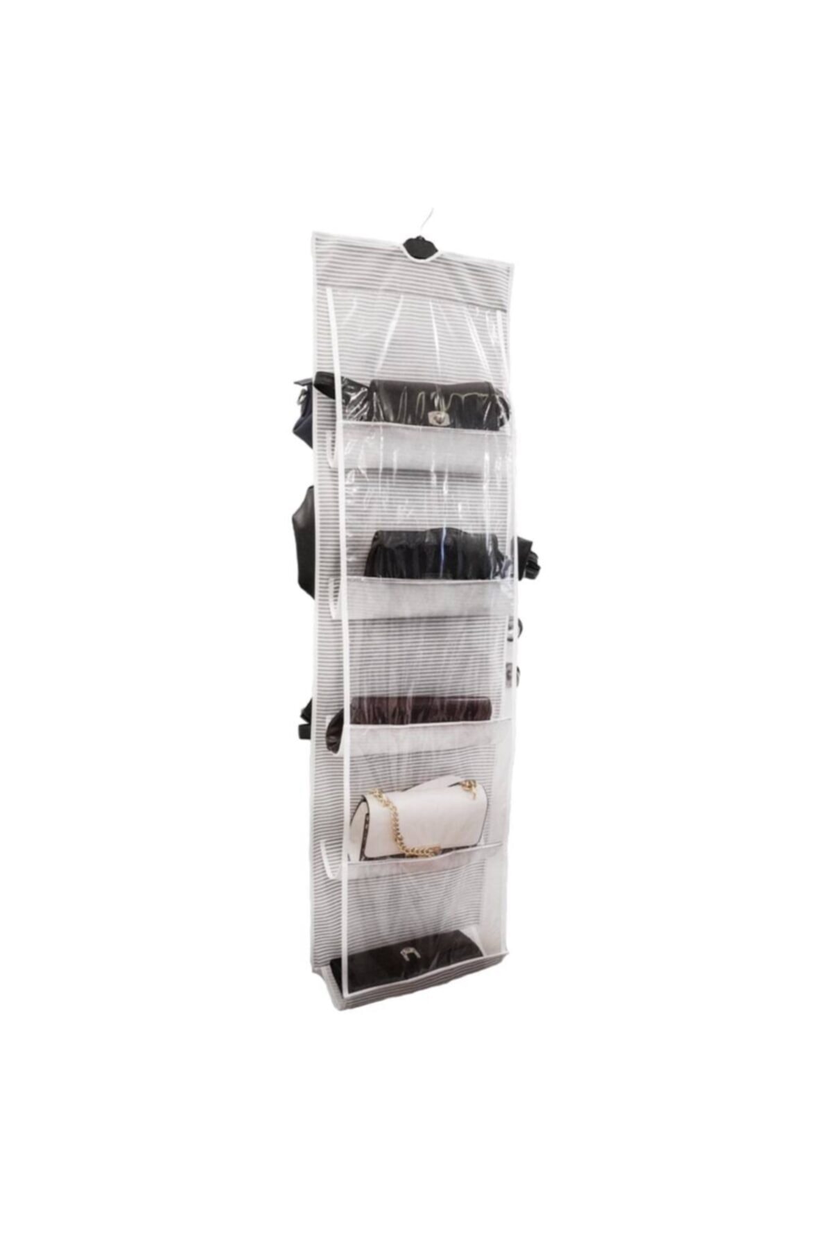 10 Compartment Closet Bag Organizer - Pink Striped