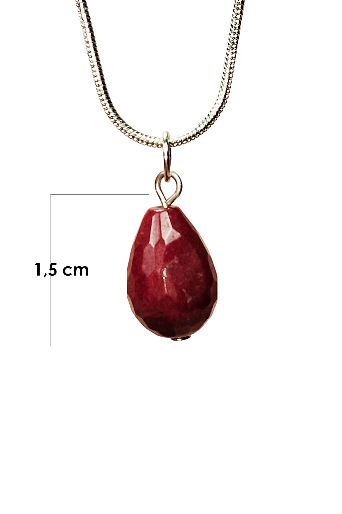 Ruby Natural Stone Handmade Pendant with Chain: 1.5 cm Chain: 20 cm Boxed