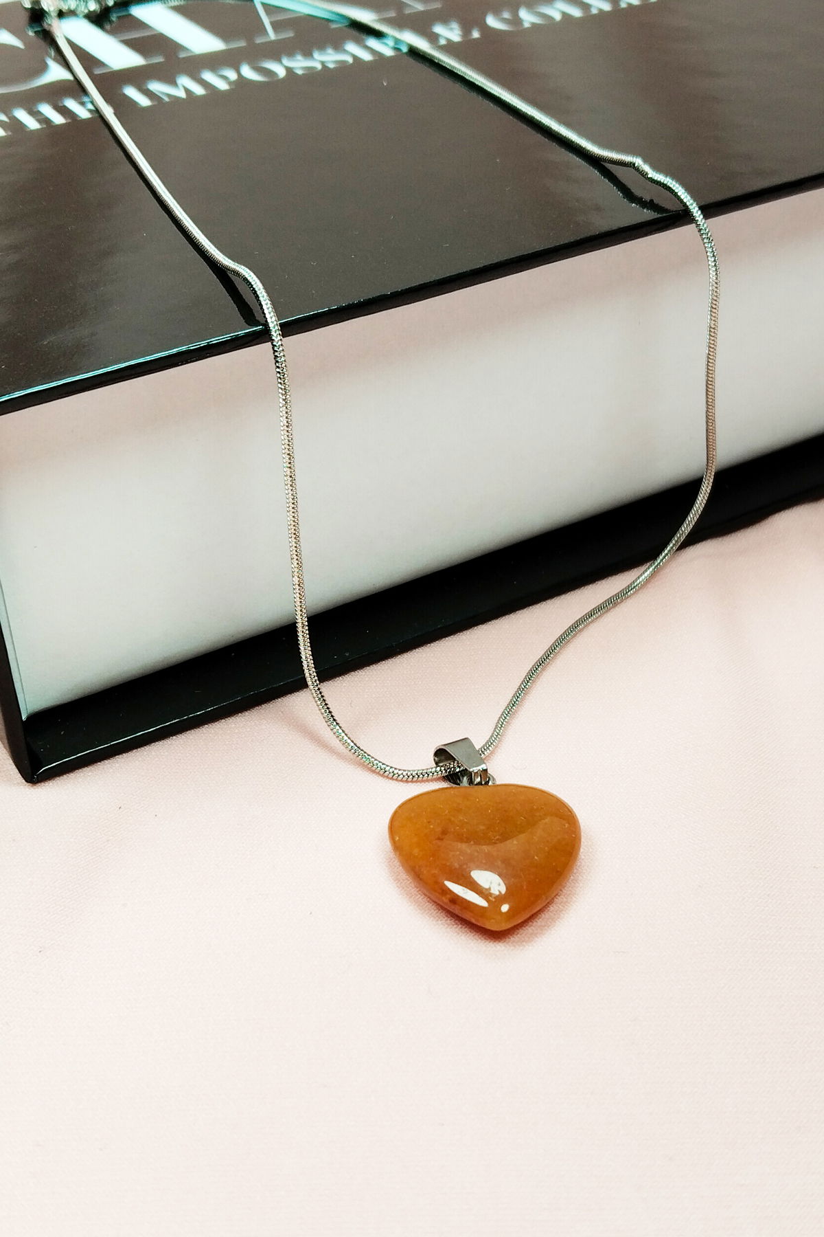 Aragonite Natural Stone Handmade Pendant with Chain: 2 cm Chain: 20 cm Boxed