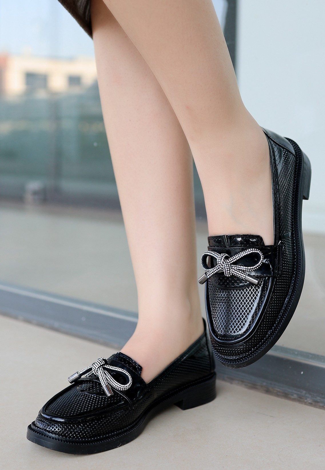 Black Patent Leather Babet Shoes