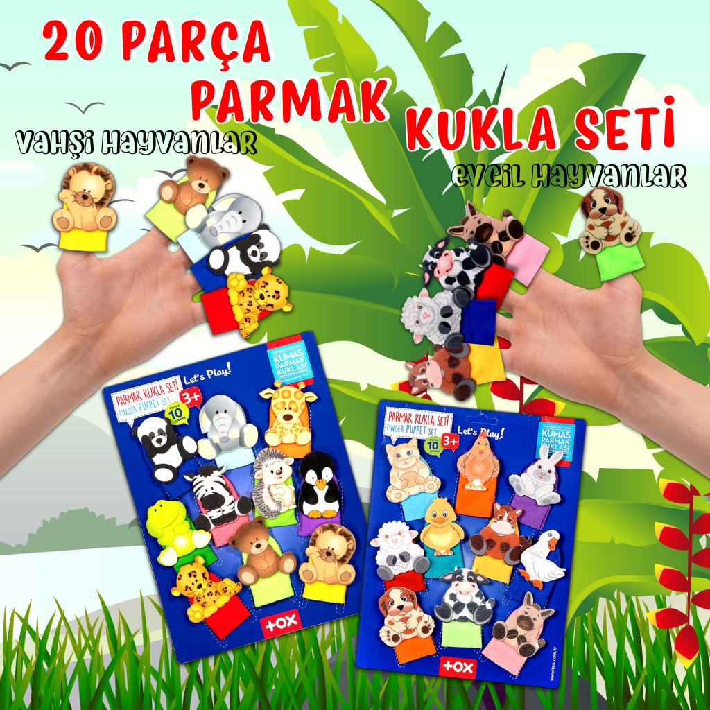 2 Sets - 20 Pieces Pets and Wild Animals Finger Puppet