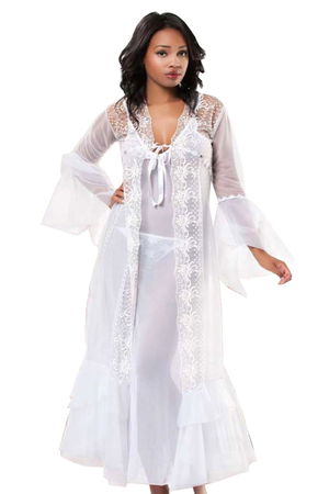 White Lacy Dressing Gown & Nightdress Set 2' Li