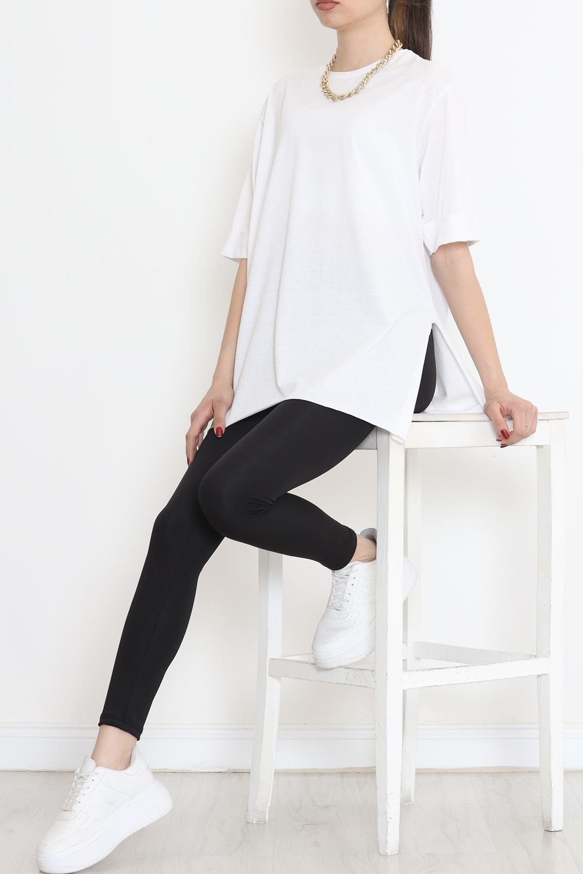 Plus Size Double Sleeve T-Shirt White