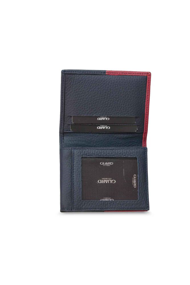 Matte Navy Blue/Red Leather Men's Wallet