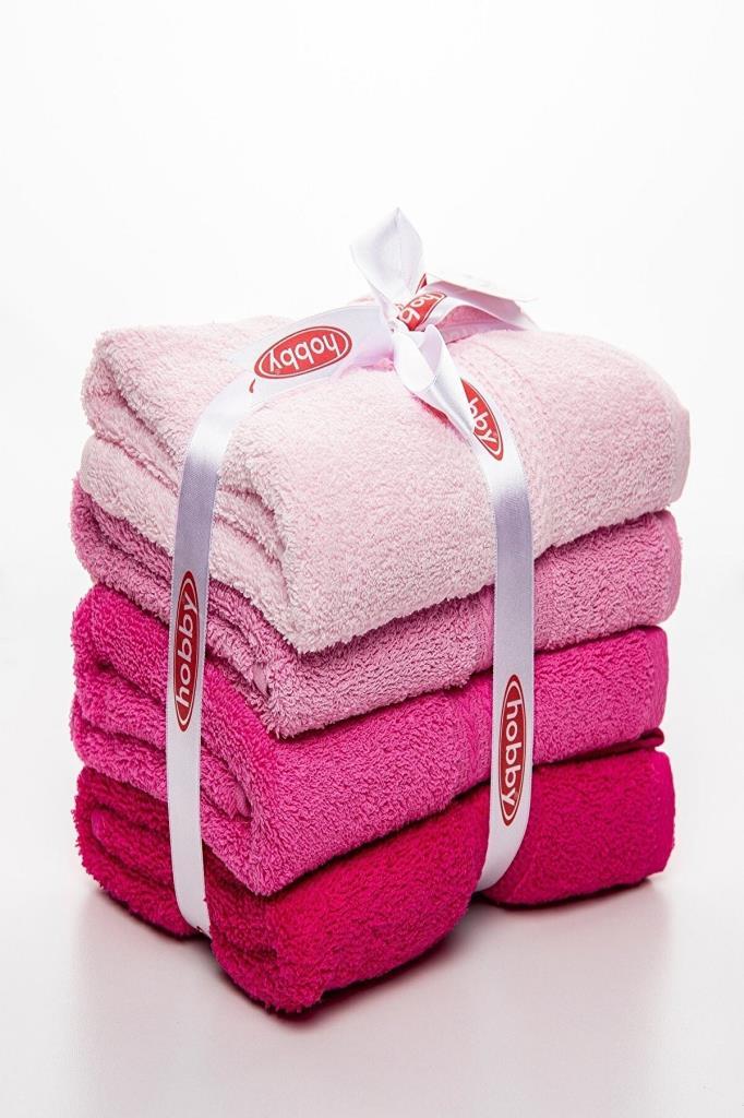 4 pcs 50x90 Towel Set Pink