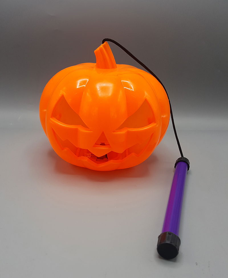 Orange Color Pumpkin Decor Ornament with Led Light and Sound Handle 40 cm