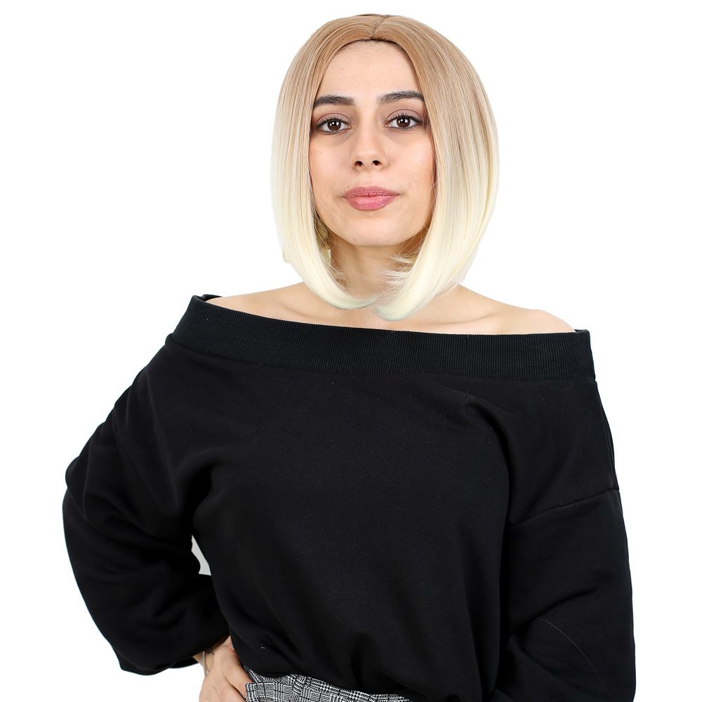 Straight Straight Short Kanekalon Fiber Synthetic Wig without bangs / Balkan / Platinum Ombré