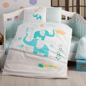 Pretty Turquoise Poplin Baby Duvet Cover Set