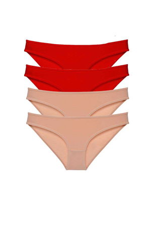 4pcs Eco Set Lycra Women Slip Panties Red Skin