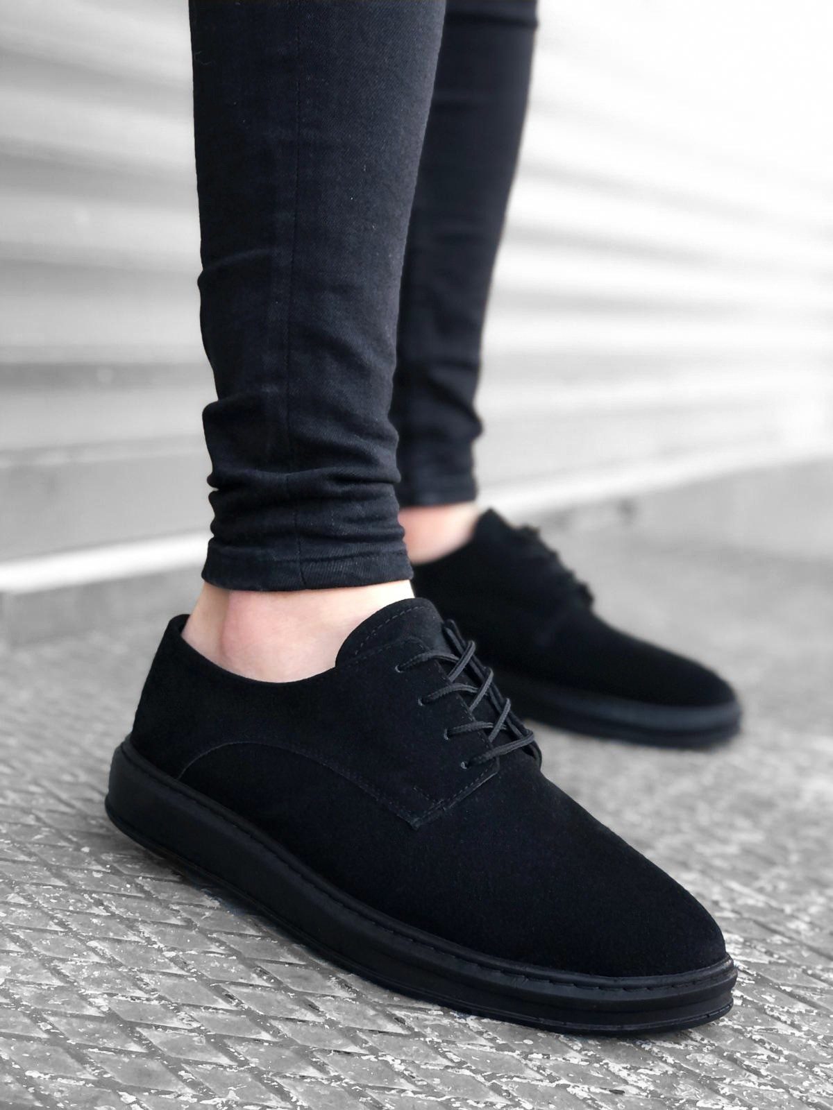 Lace-up Suede Classic Black High Sole Casual Men's Shoes