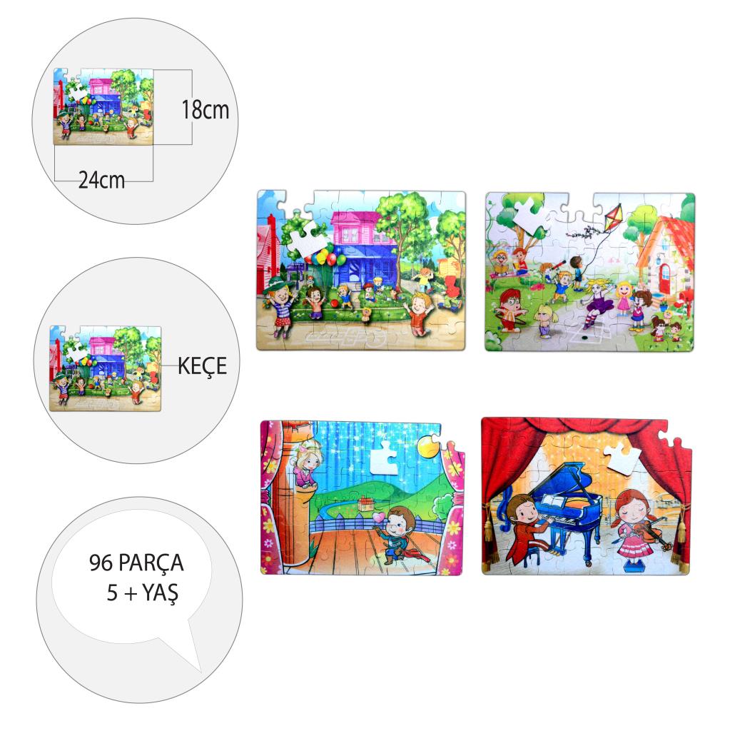 4 Set - 96 Piece Playground and Stage 5+ Felt Jigsaw Puzzle - 5 Year Old Puzzle