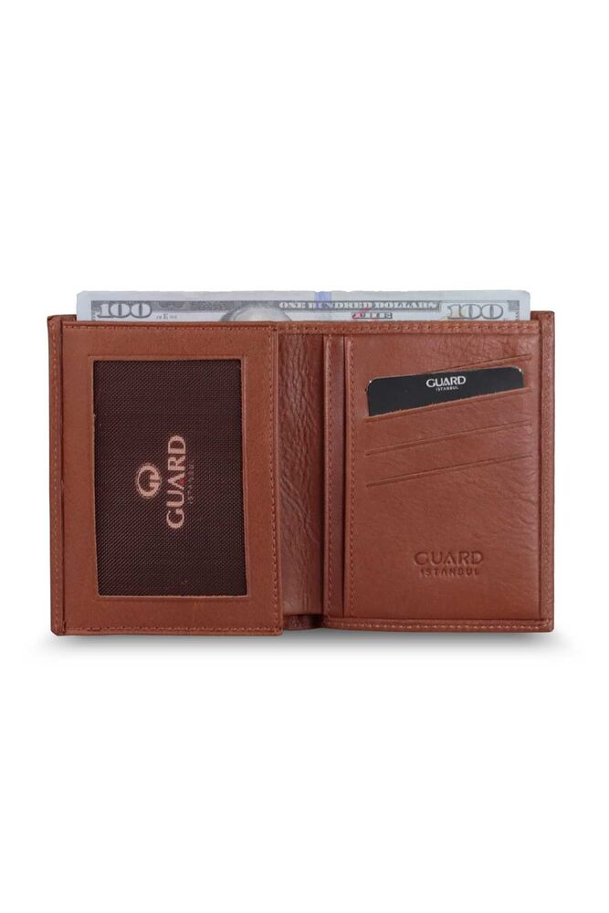 Tan Leather Men's Wallet with Cross Card Compartment