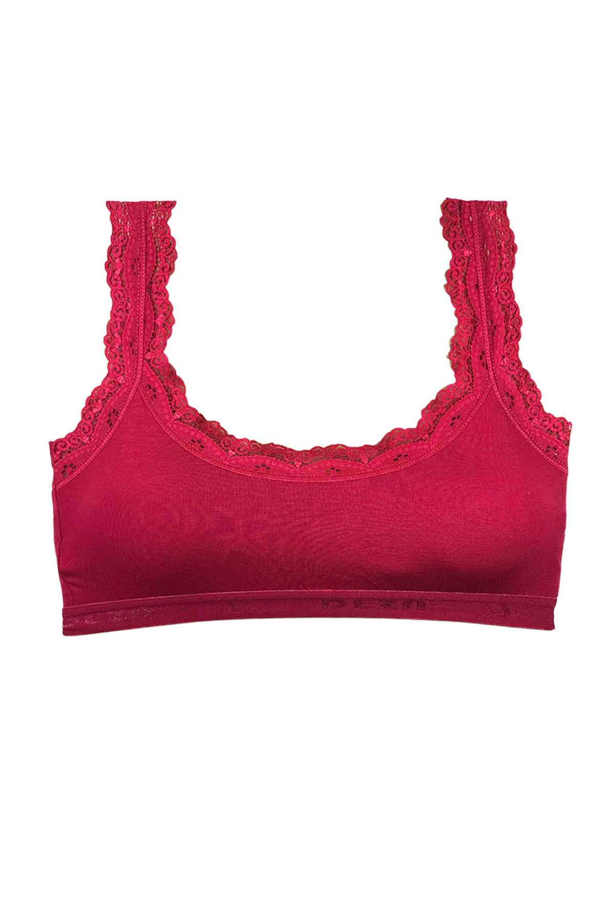 Lace Embroidery Padded Bamboo Women's Bustier Burgundy