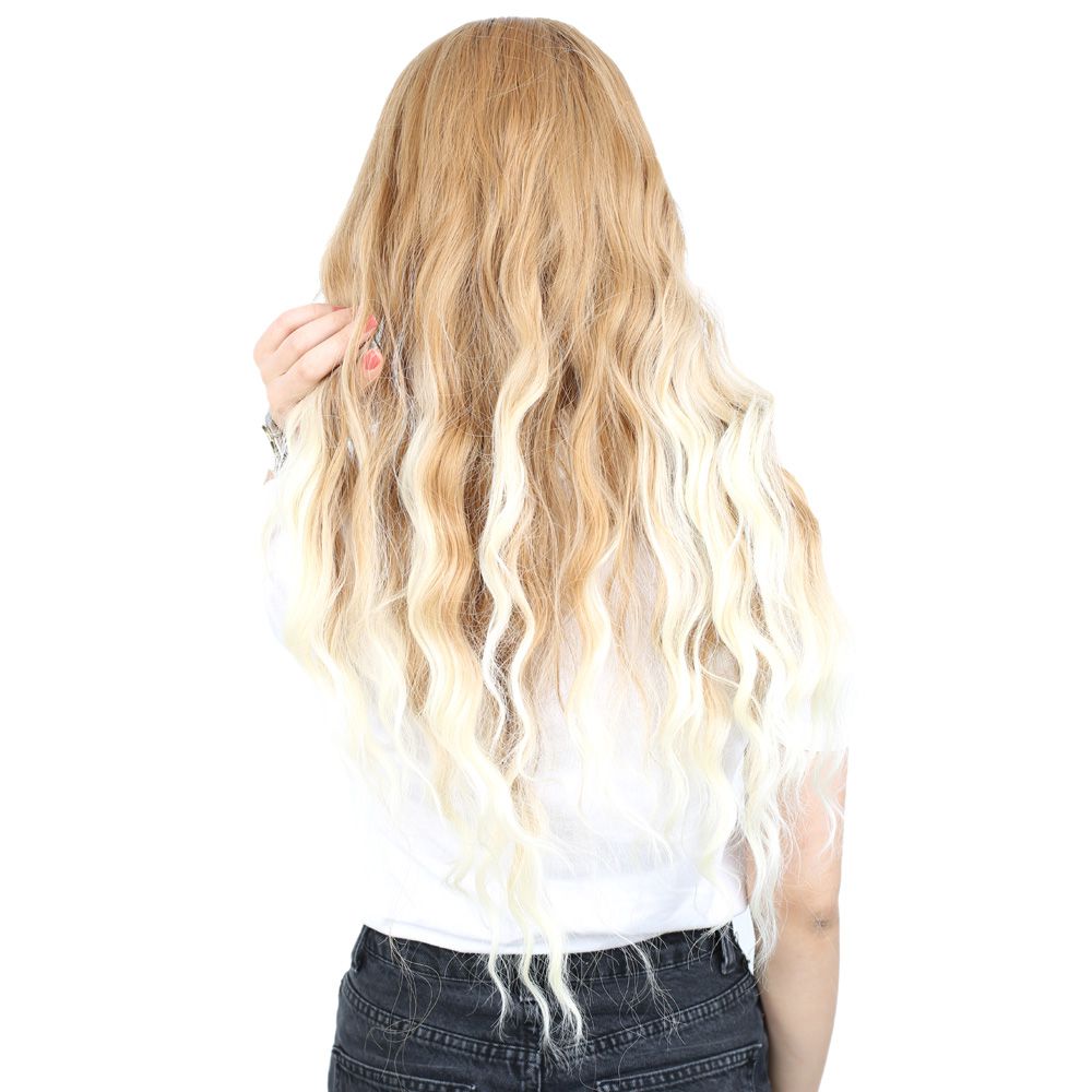 Kanekalon Fiber Synthetic Wig with Long Water Wavy Look Kanekalon Fiber Synthetic Wig with Special Bangs / Wig / Platinum Long Ombré