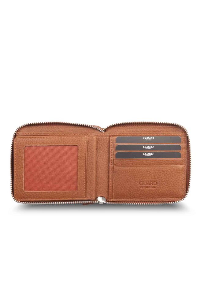 Retro Zippered Leather Tan Wallet