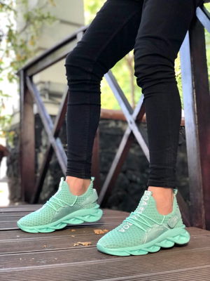 High Sole Style Sneakers Velcro Detail Mint Green Men's Sneakers