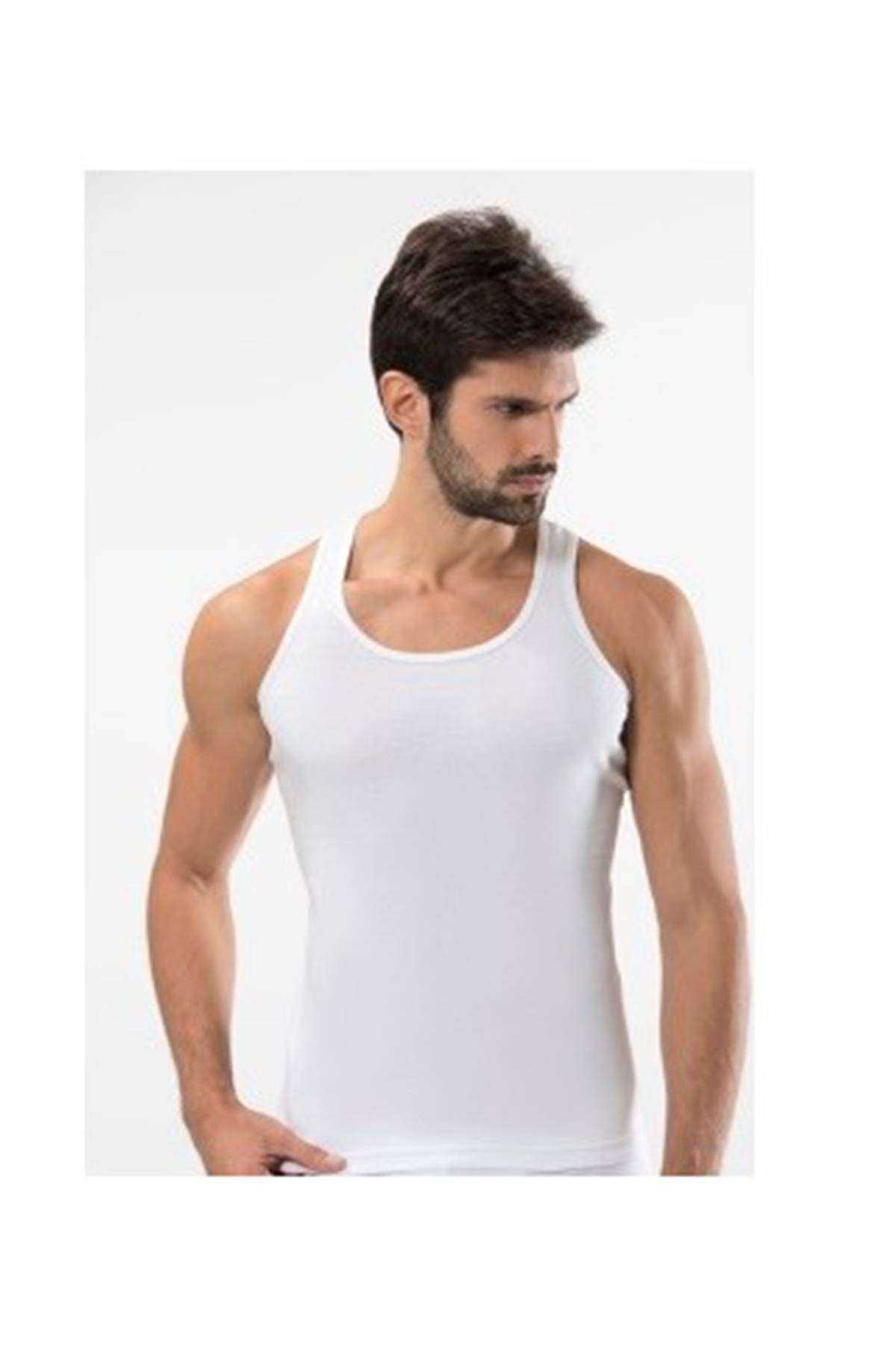 3 pcs Rib Sport Men's White Tank Top 0118