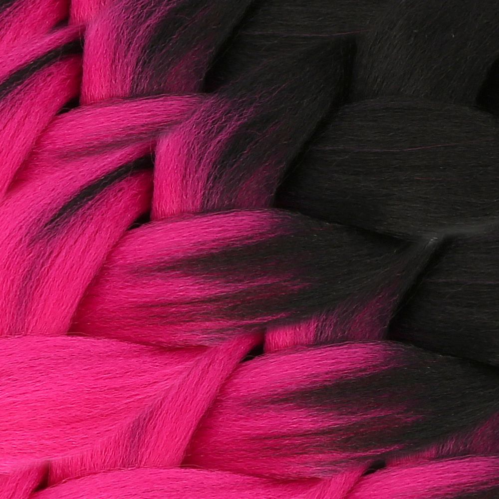 Afro Braiding Synthetic Color Transition Hair 100 Gr. / Black / Fuchsia