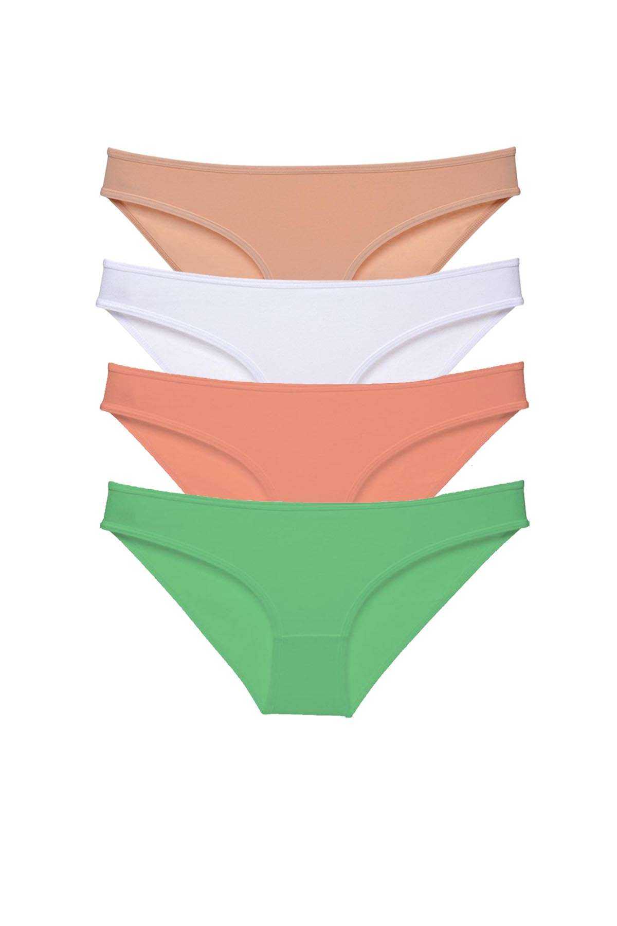 4pcs Super Eco Set Lycra Women Slip Panties Skin White Powder Green