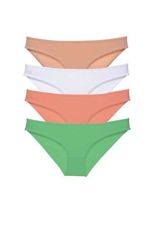 4pcs Super Eco Set Lycra Women Slip Panties Skin White Powder Green