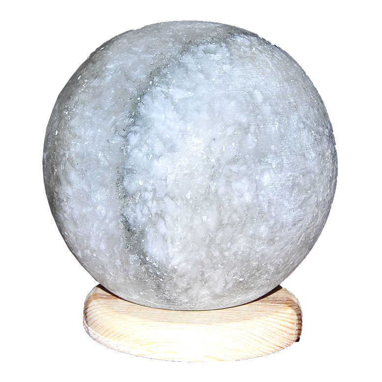 Sphere Shaped Natural Rock Salt Lamp White 3-4 Kg With Wired Bulb