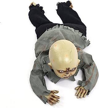 Floor Crawling Moving Doll Ghost Zombie Decor with Sound Light and Sensor 30x85 cm