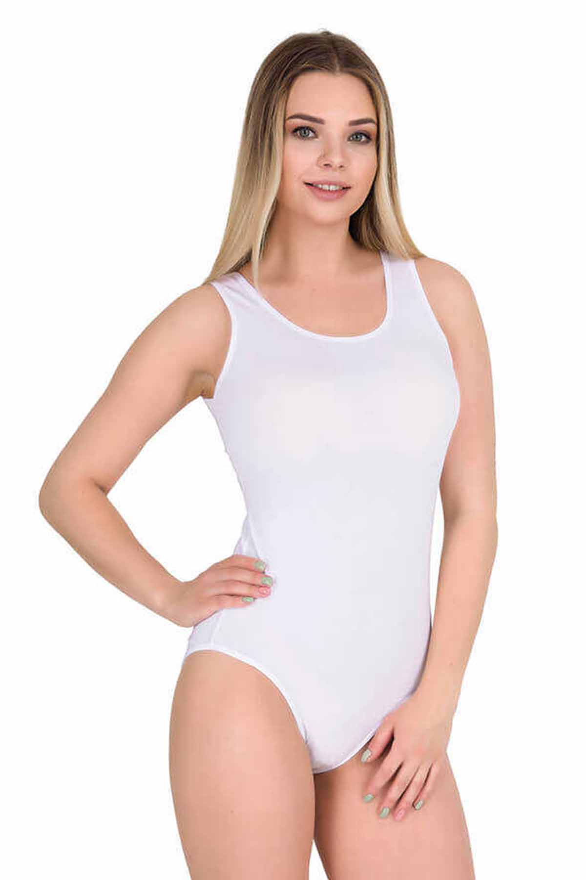 Women's Snap Badi Wide Strap Hook and Loop Tank White 2083B