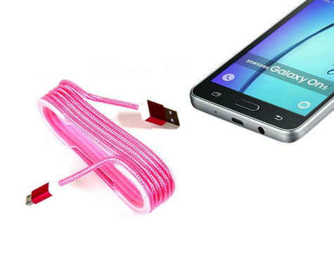 Android Braided Colorful Steel Charging Data Cable - Pink