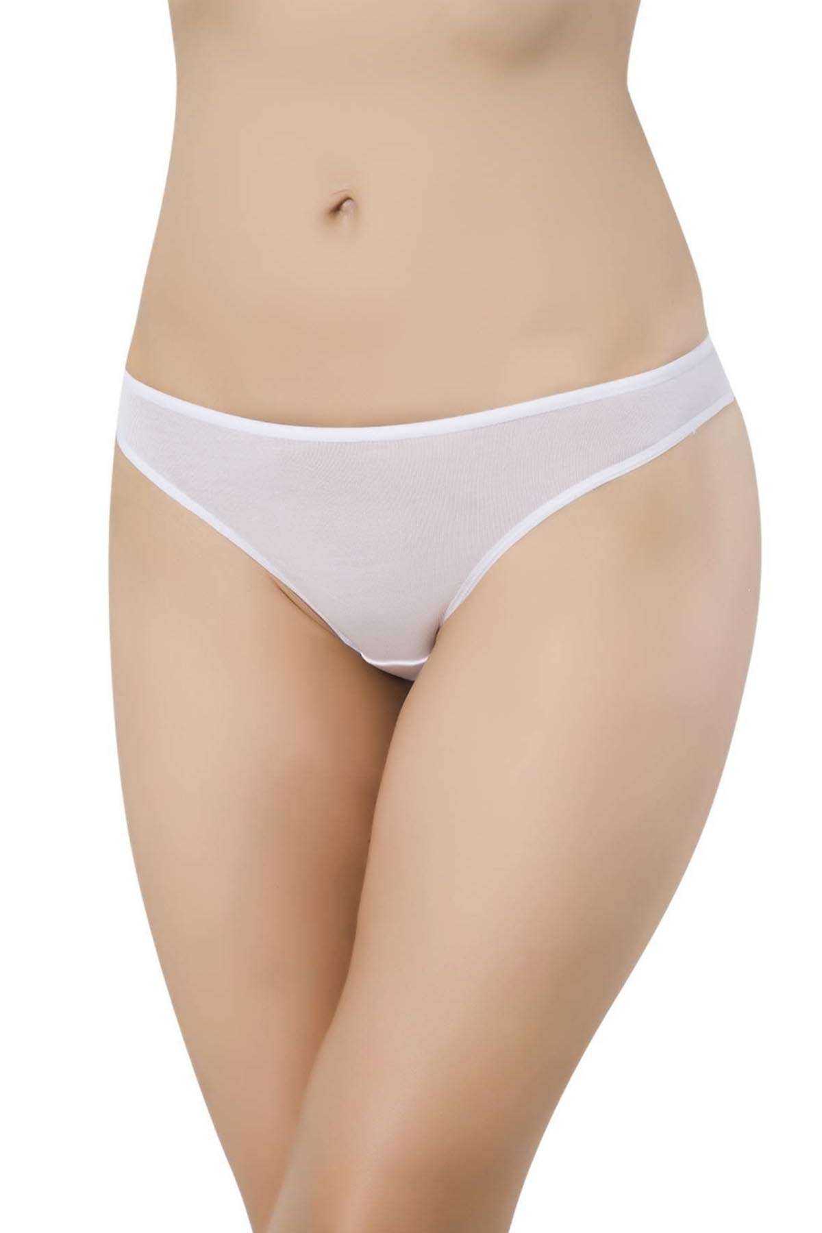 White Women's Casual Cotton Lycra Portable Emergency Slip Panties In Customized Pouch