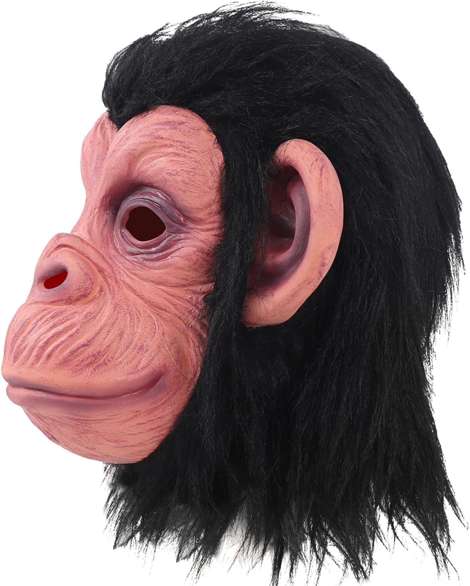 Full-Fit Latex Chimpanzee Mask with Black Hair - Latex Monkey Orangutan Gorilla Mask Meat Mask