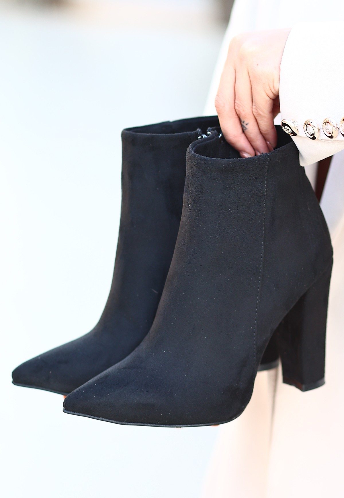 Black Suede Heeled Boots