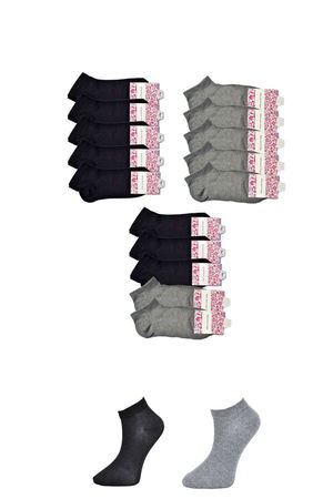 Black and Gray Women's Ankle Socks 15 pairs