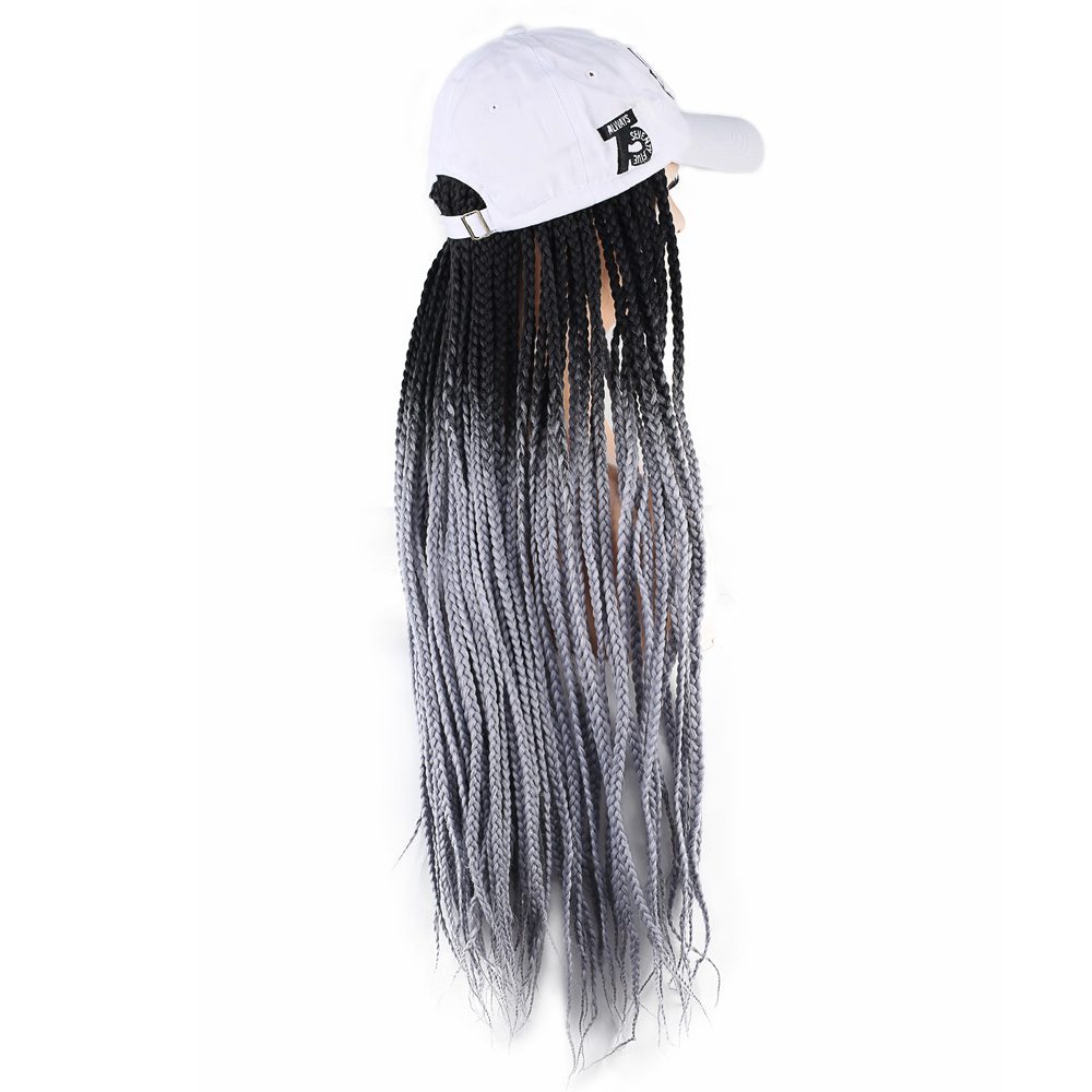 White Hat Look Mesh Wig / Black / Light Gray Ombré