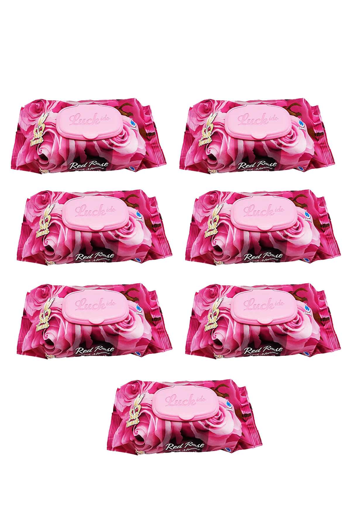 7 Pack Red Rose Wet Towel Wipes 90Pcs With Lid Rose Scented