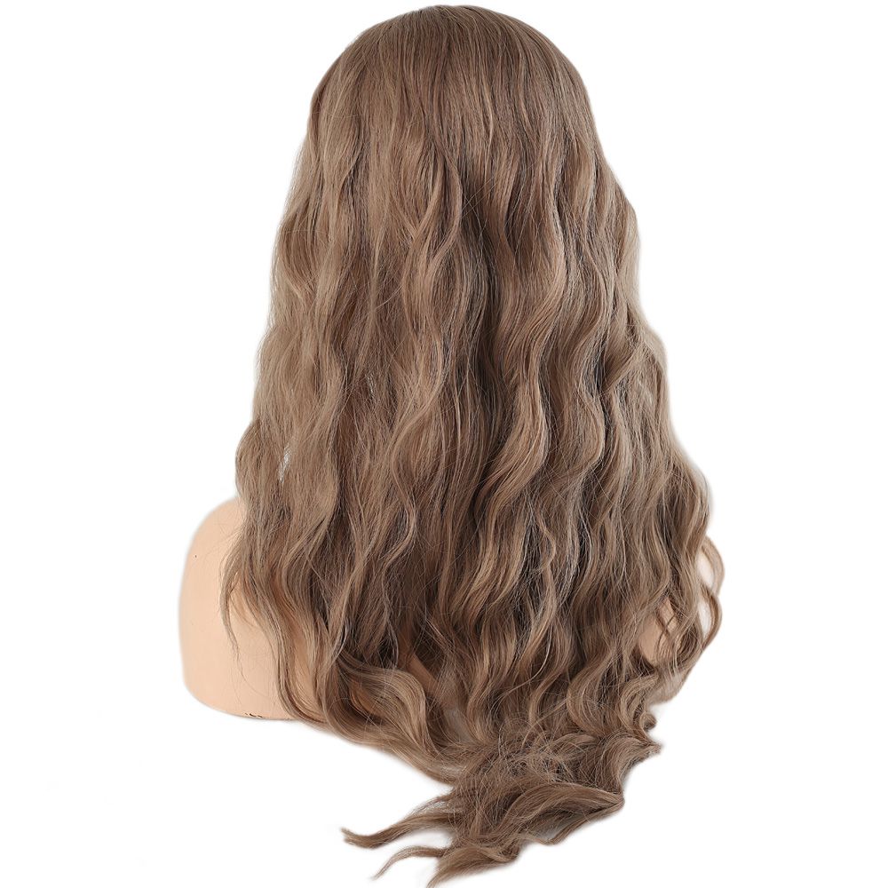 Kanekalon Fiber Synthetic Toupee / Ashy Baby Yellow With Water Wavy Look Long Bangs