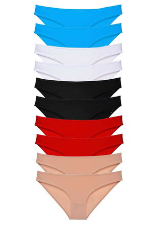 10pcs Super Eco Set Lycra Women Slip Black Red Red Skin White Blue