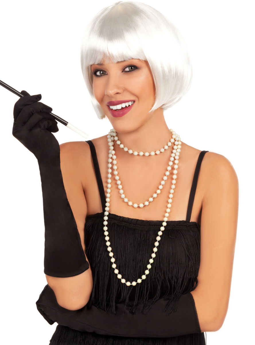 White Color Party Wig Short Blunt Hair