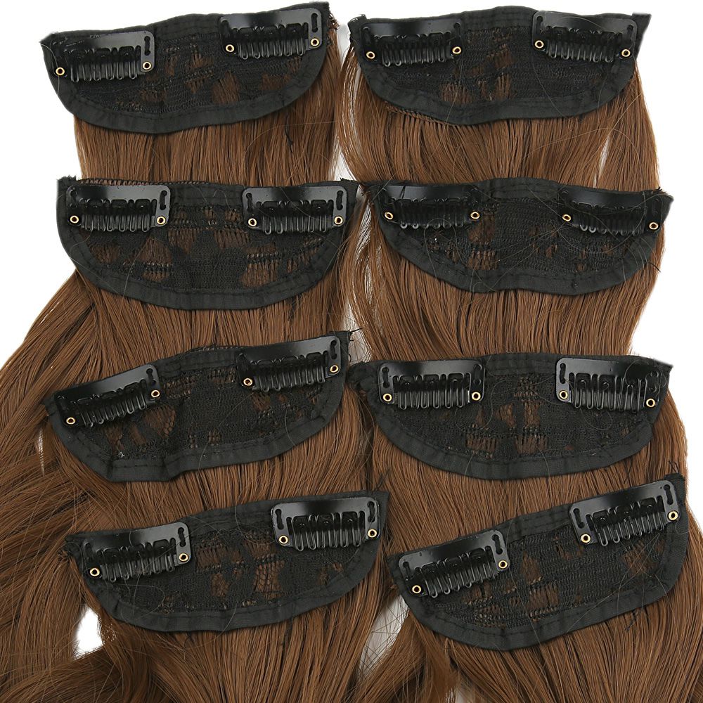 Kanekalon Fiber Synthetic Wavy 8 Piece Hair Snaps / Auburn