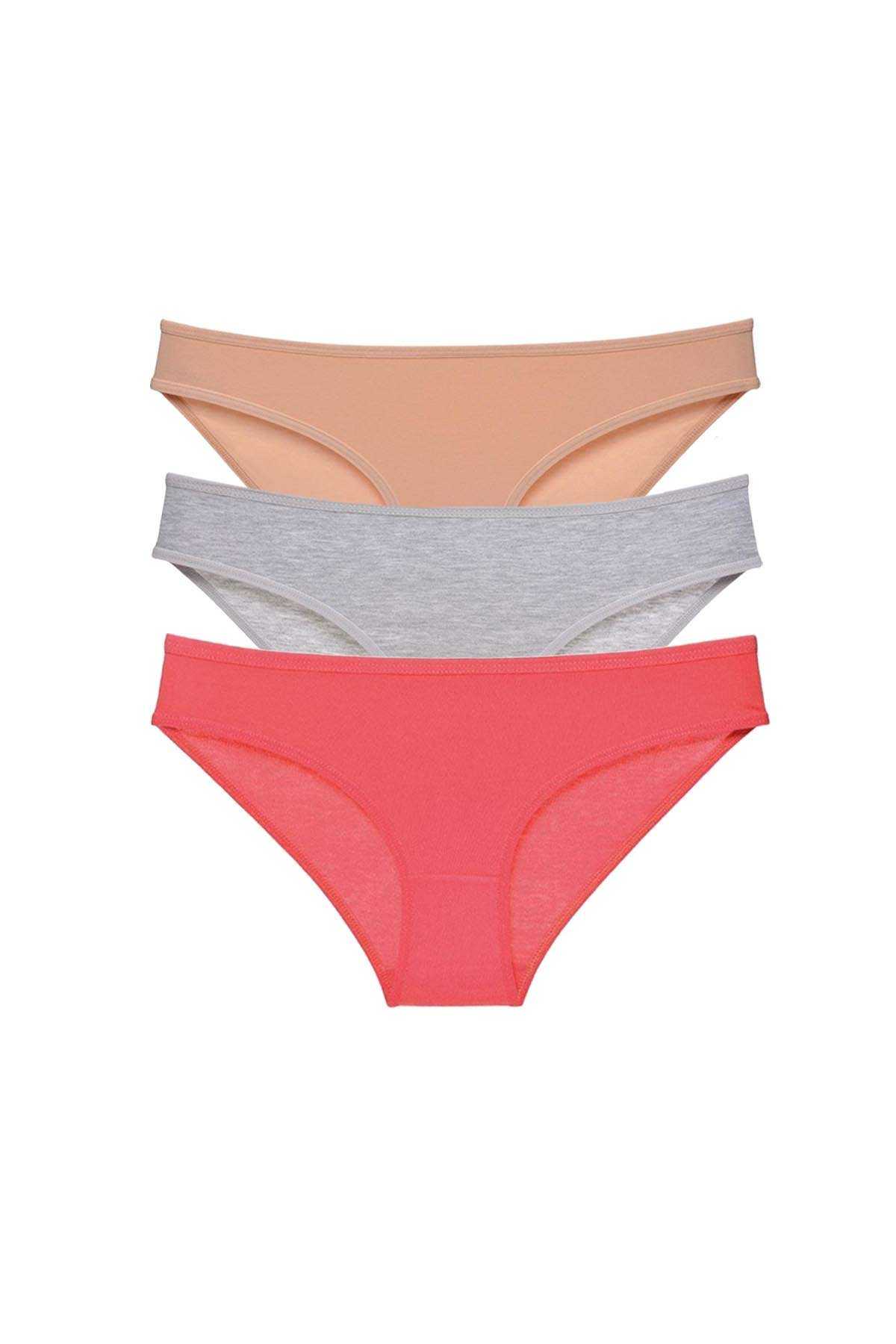 3pcs Super Eco Set Lycra Women Slip Panties Skin Gray Fuchsia