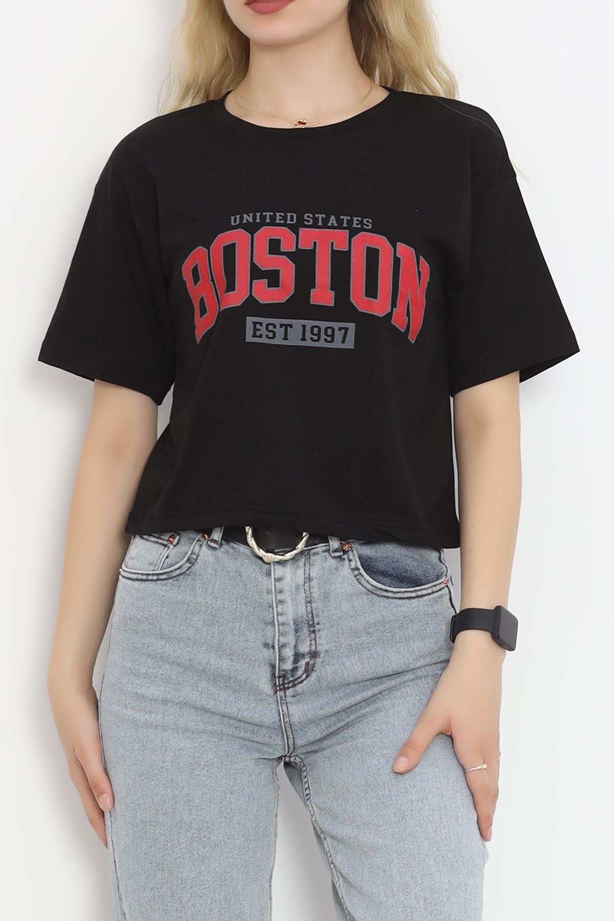 Printed Crop T-Shirt Black