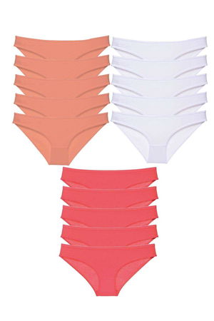 15pcs Super Eco Set Lycra Women Slip Panties Powder White Fuchsia